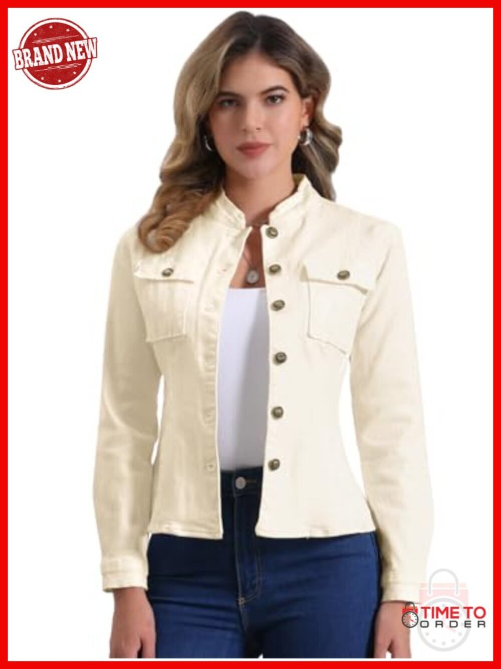 Retro Denim Jacket with Button Flap Chest Pockets